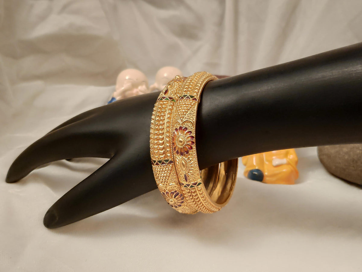 1 Gram Gold Plated Traditional Bangles for Women