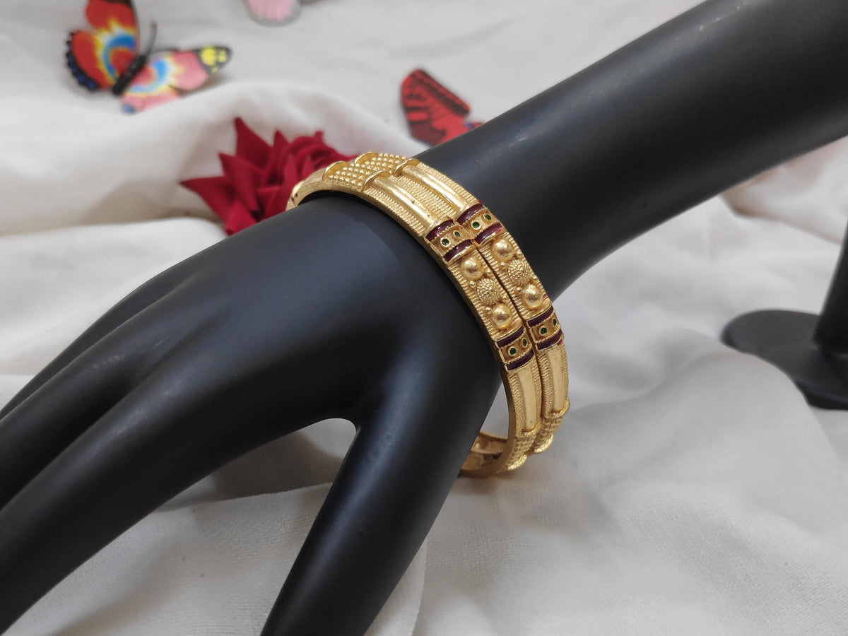 1 Gram Gold Plated Traditional Bangles for Women