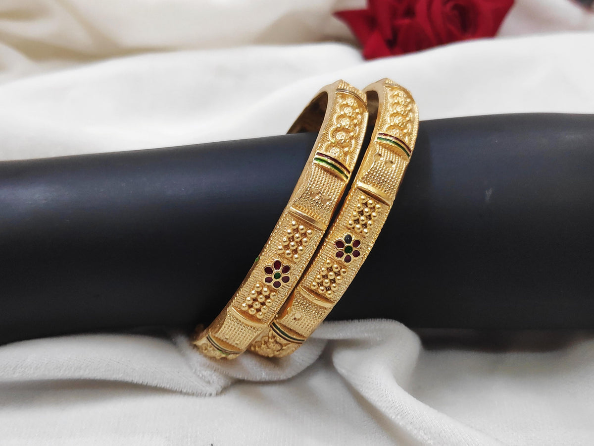 1 Gram Gold Plated Traditional Bangles for Women