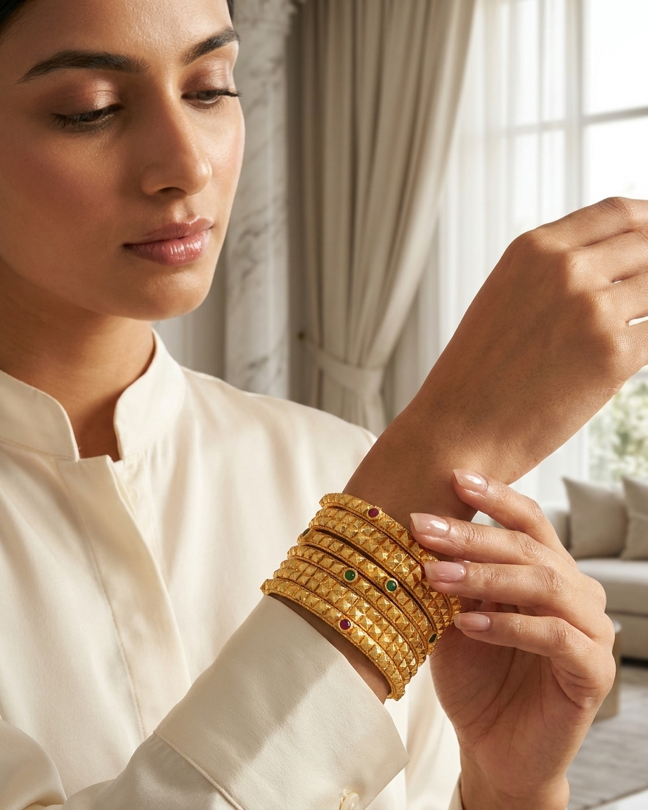 1 Gram Gold Plated Traditional Bangles for Women