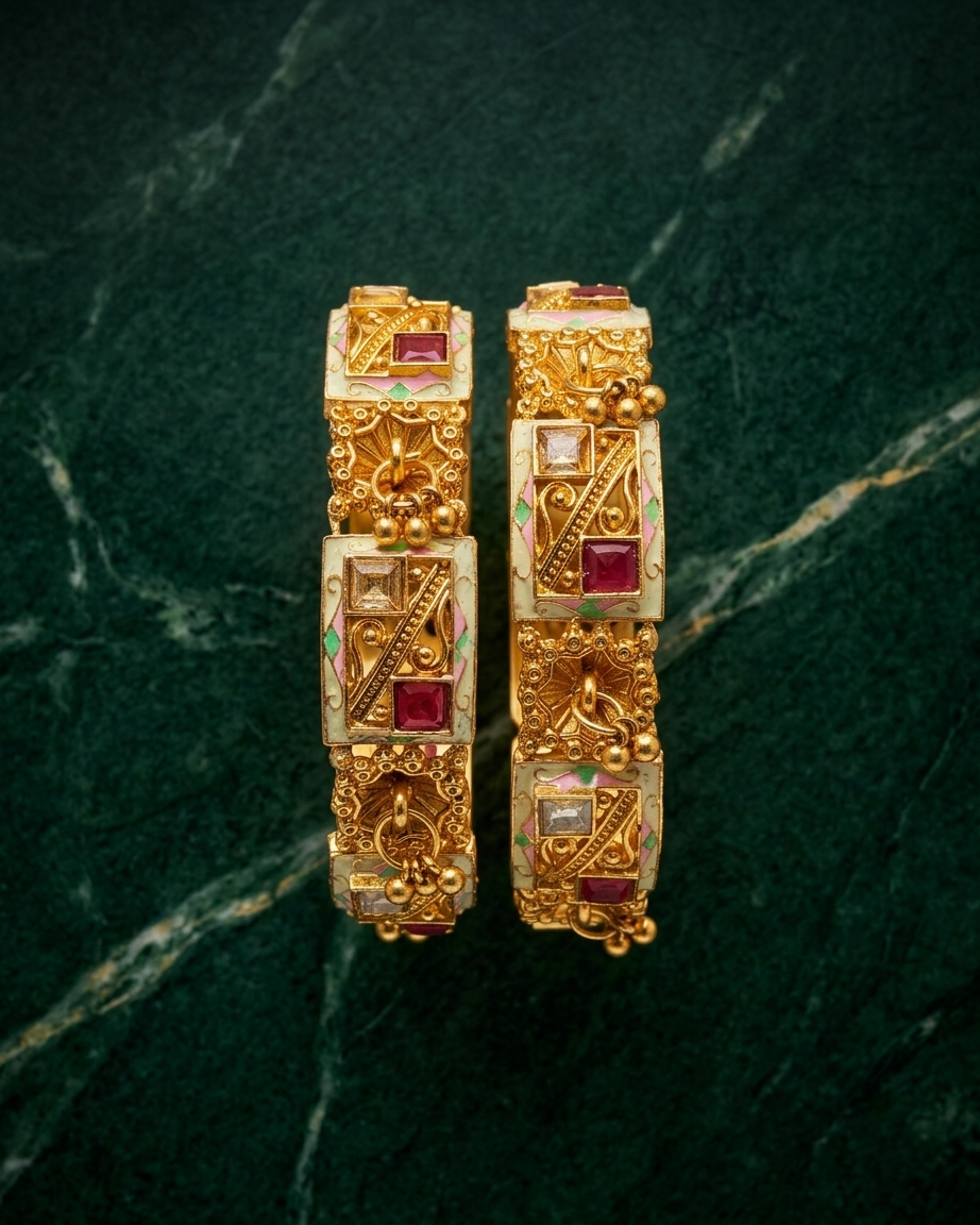 1 Gram Gold Plated Traditional Bangles for Women
