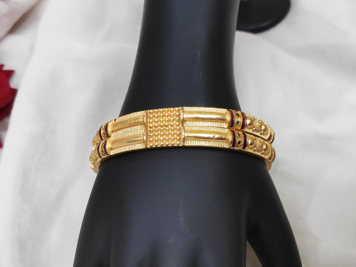 1 Gram Gold Plated Traditional Bangles for Women