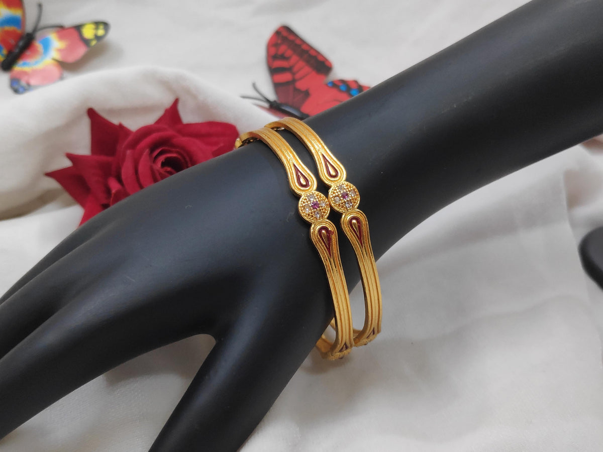 1 Gram Gold Plated Traditional Bangles for Women