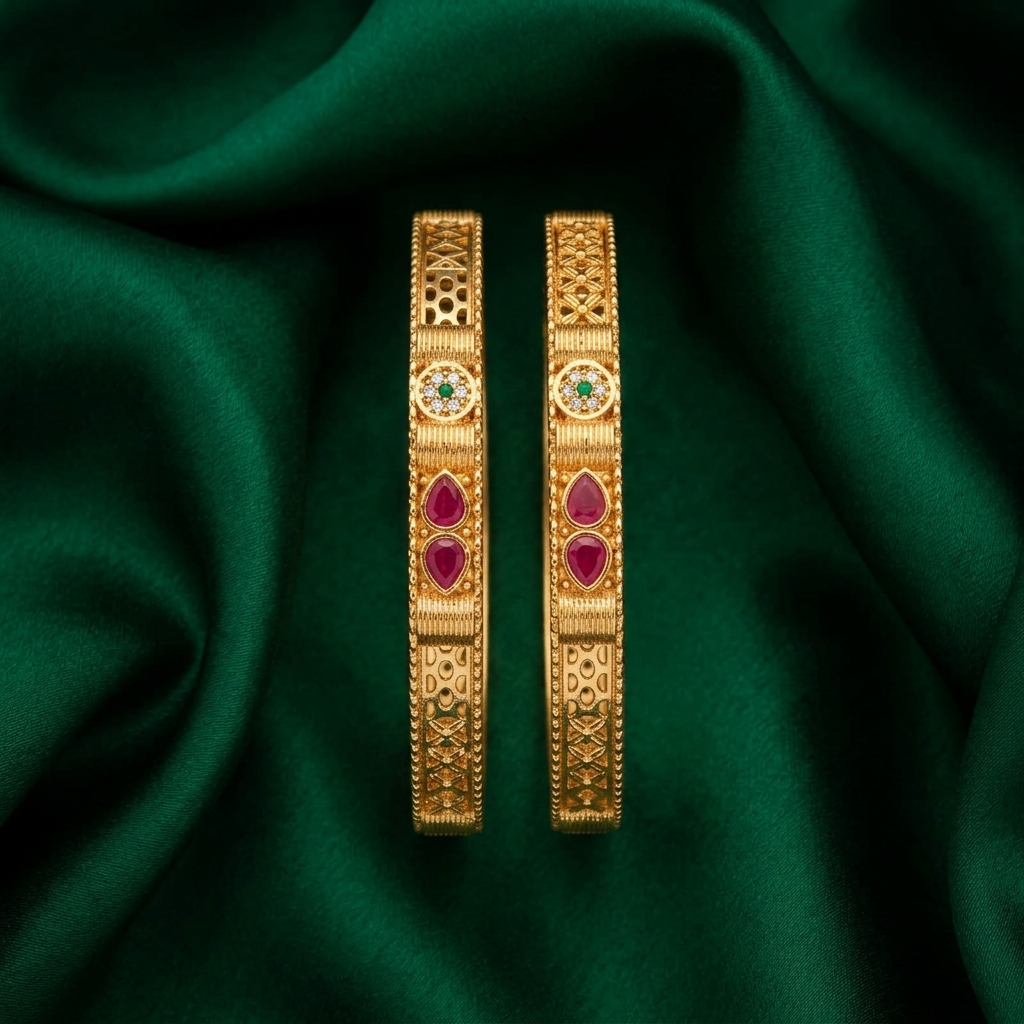 1 Gram Gold Plated Traditional Bangles for Women
