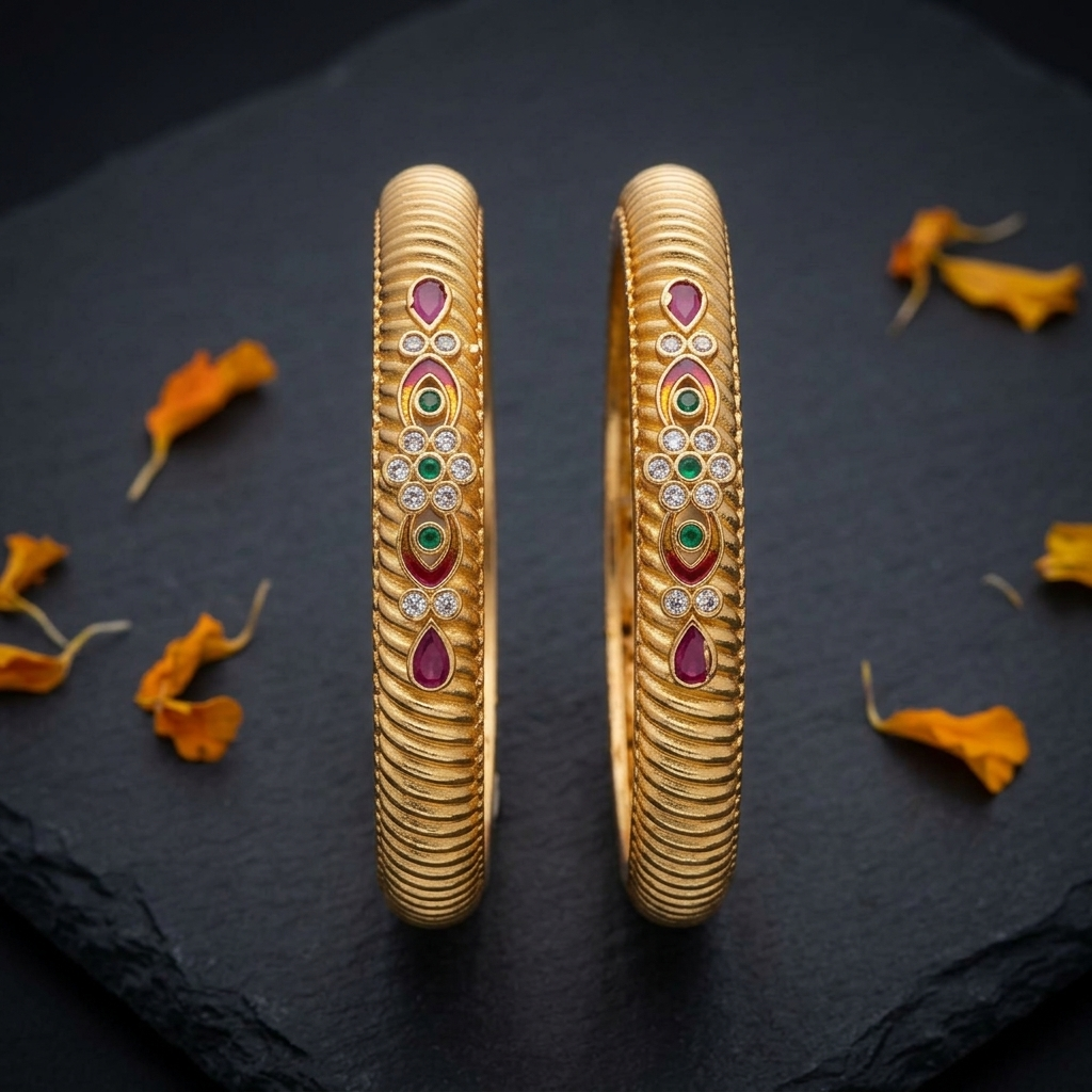 1 Gram Gold Plated Traditional Bangles for Women