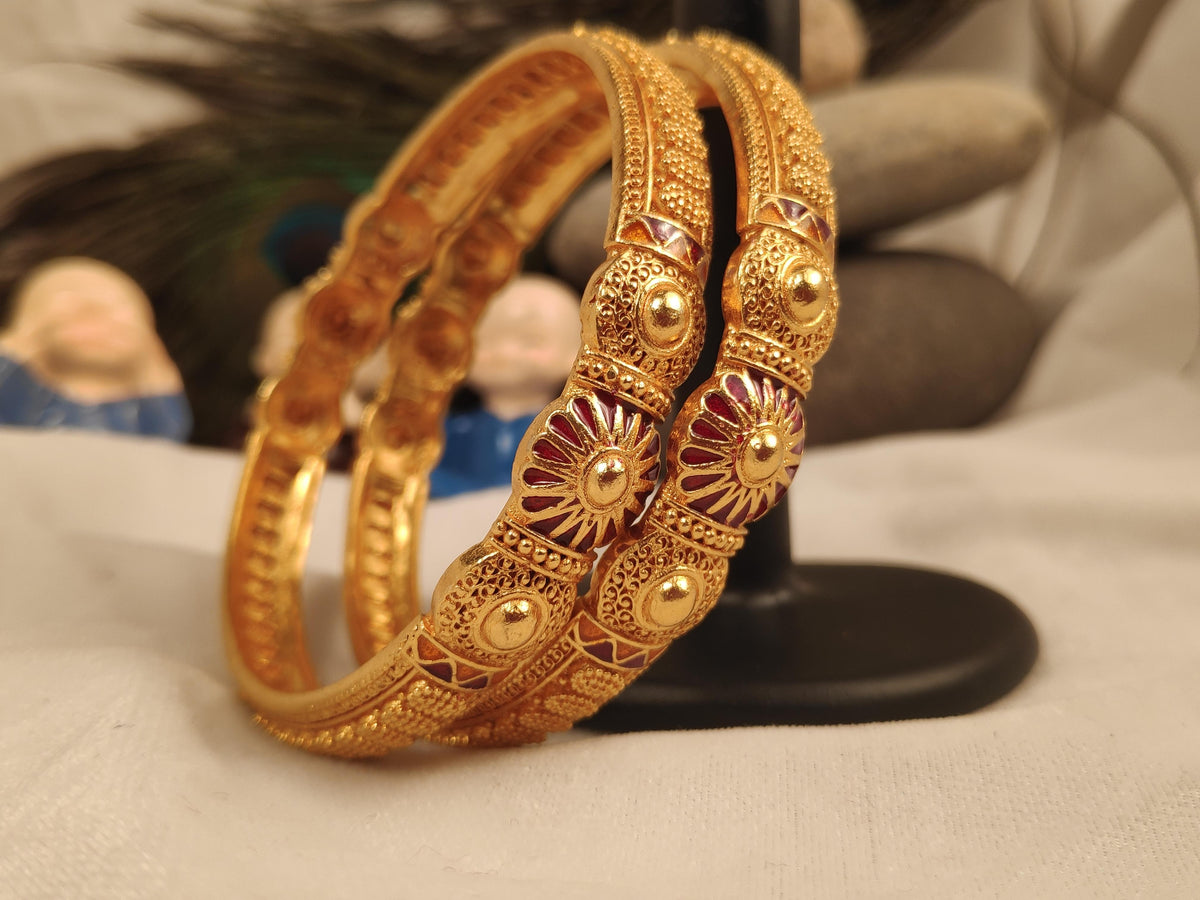 1 Gram Gold Plated Traditional Bangles for Women
