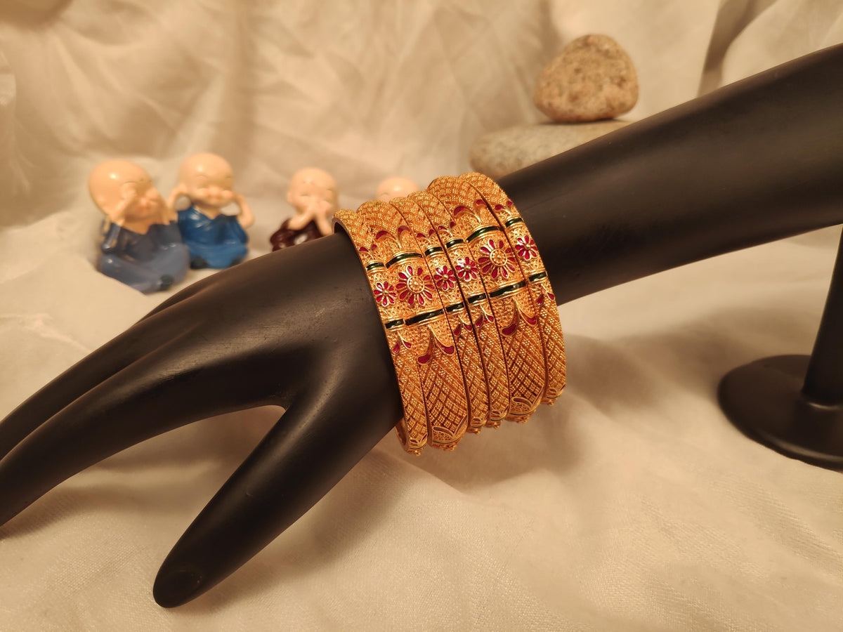 1 Gram Gold Plated Traditional Bangles for Women