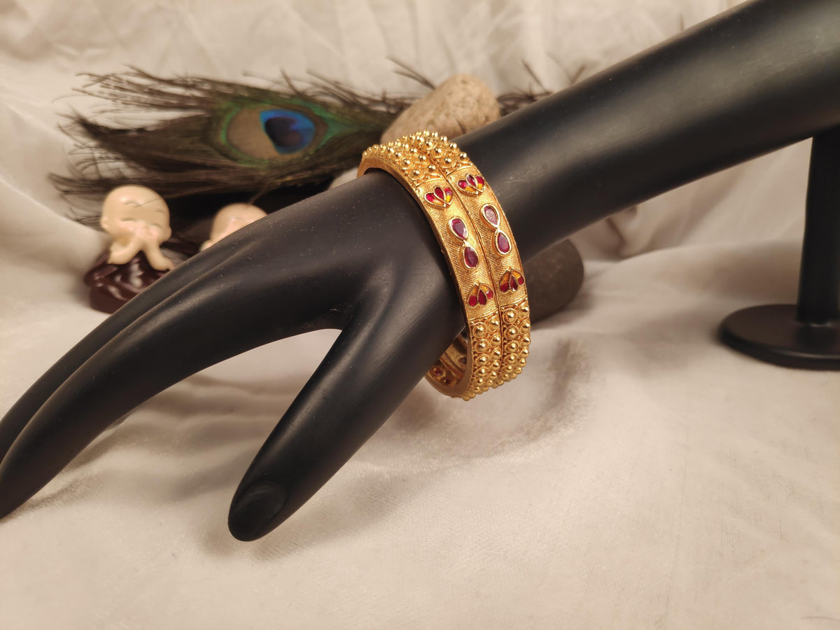 1 Gram Gold Plated Traditional Bangles for Women