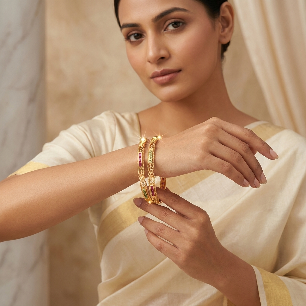 1 Gram Gold Plated Traditional Bangles for Women