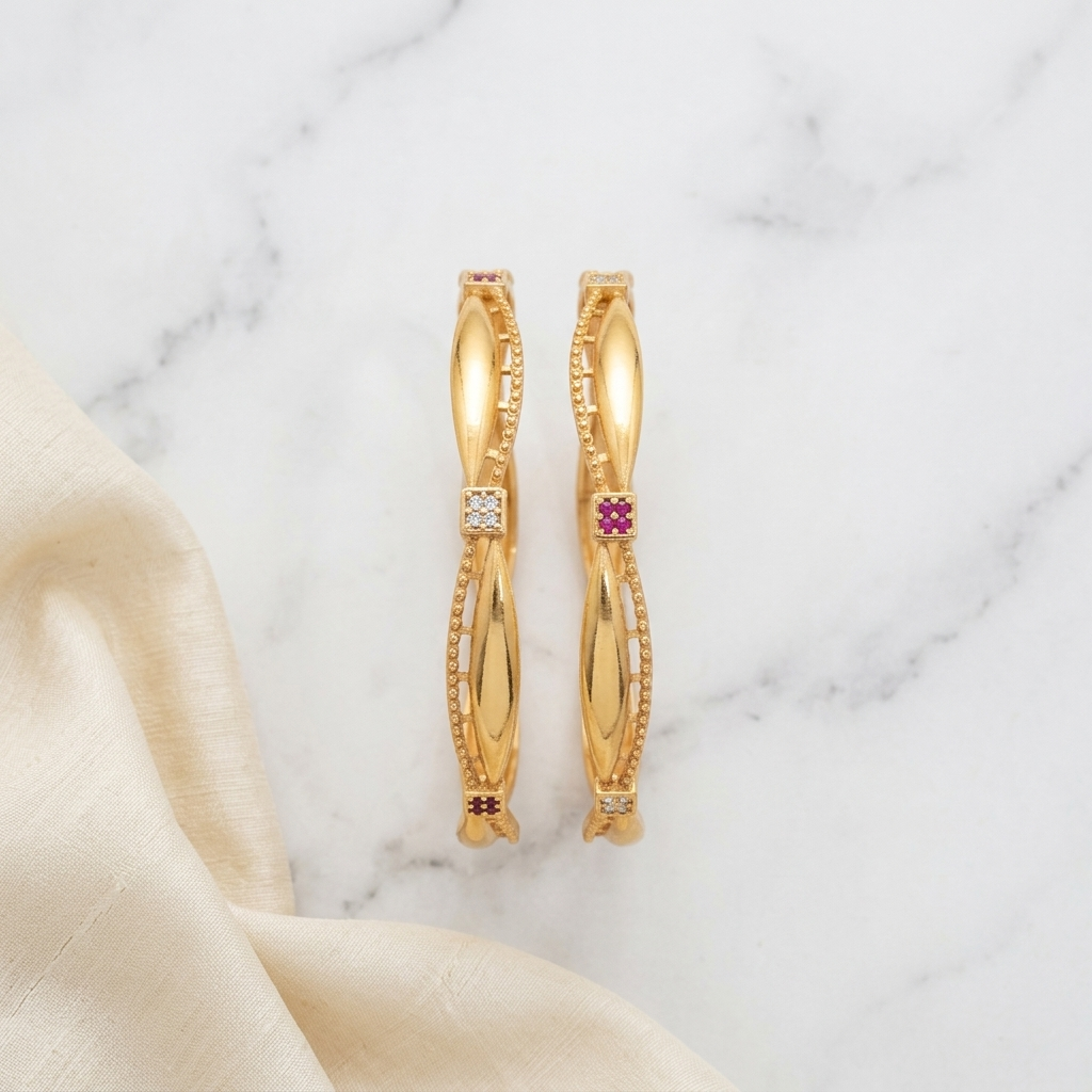 1 Gram Gold Plated Traditional Bangles for Women