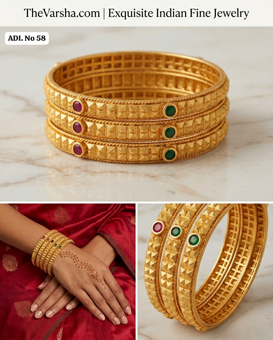 Elegant Brass Bangles with One Gram Gold Plating ÔøΩ Set of 6