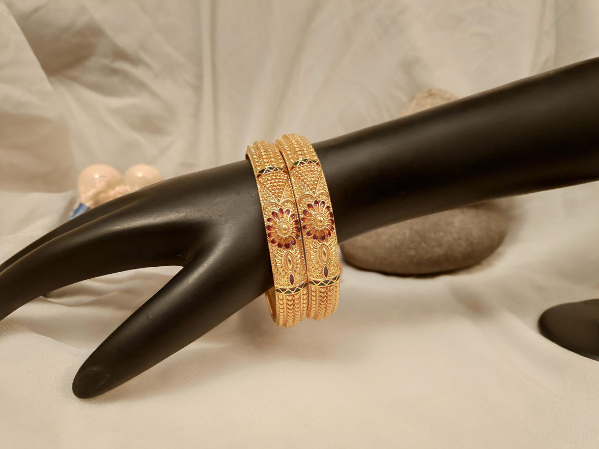 1 Gram Gold Plated Traditional Bangles for Women