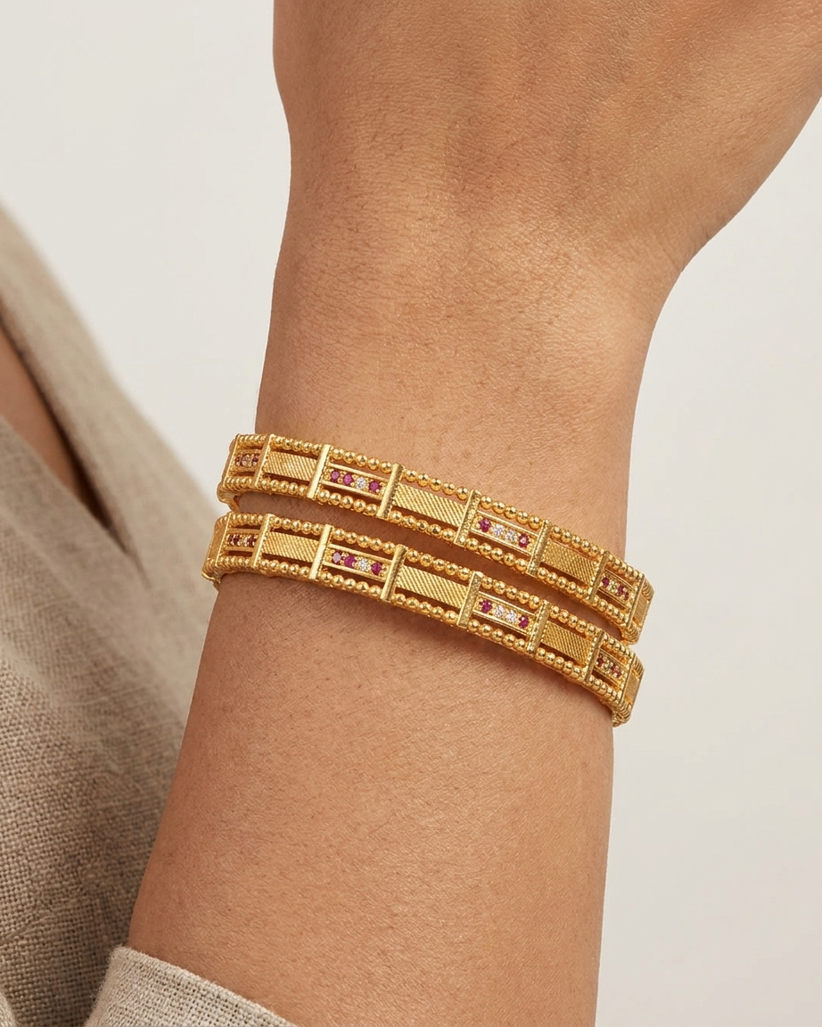 1 Gram Gold Plated Traditional Bangles for Women