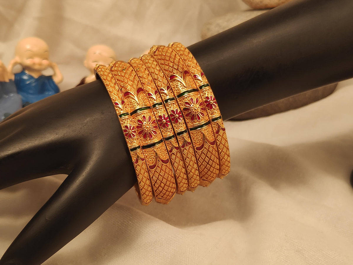 1 Gram Gold Plated Traditional Bangles for Women