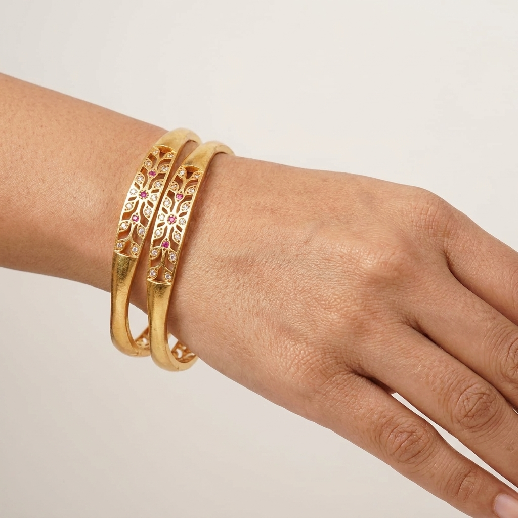 1 Gram Gold Plated Traditional Bangles for Women