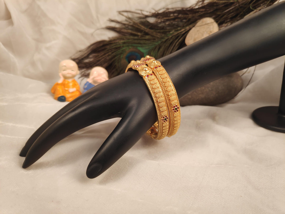 1 Gram Gold Plated Traditional Bangles for Women