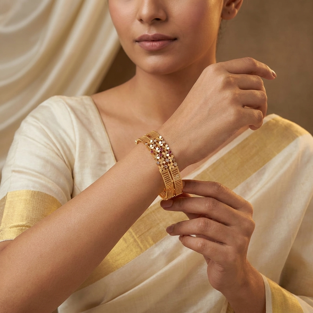 1 Gram Gold Plated Traditional Bangles for Women