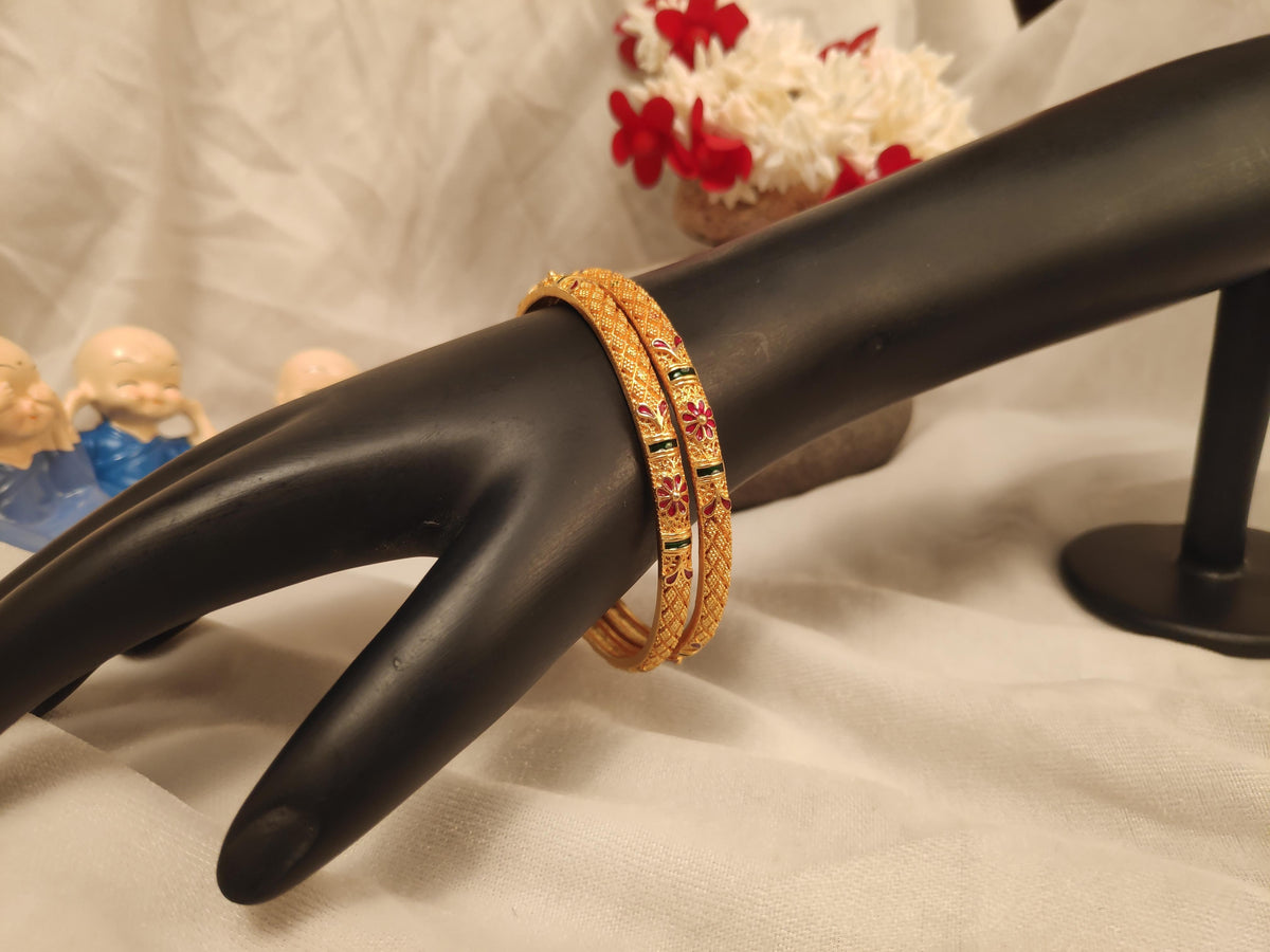 1 Gram Gold Plated Traditional Bangles for Women