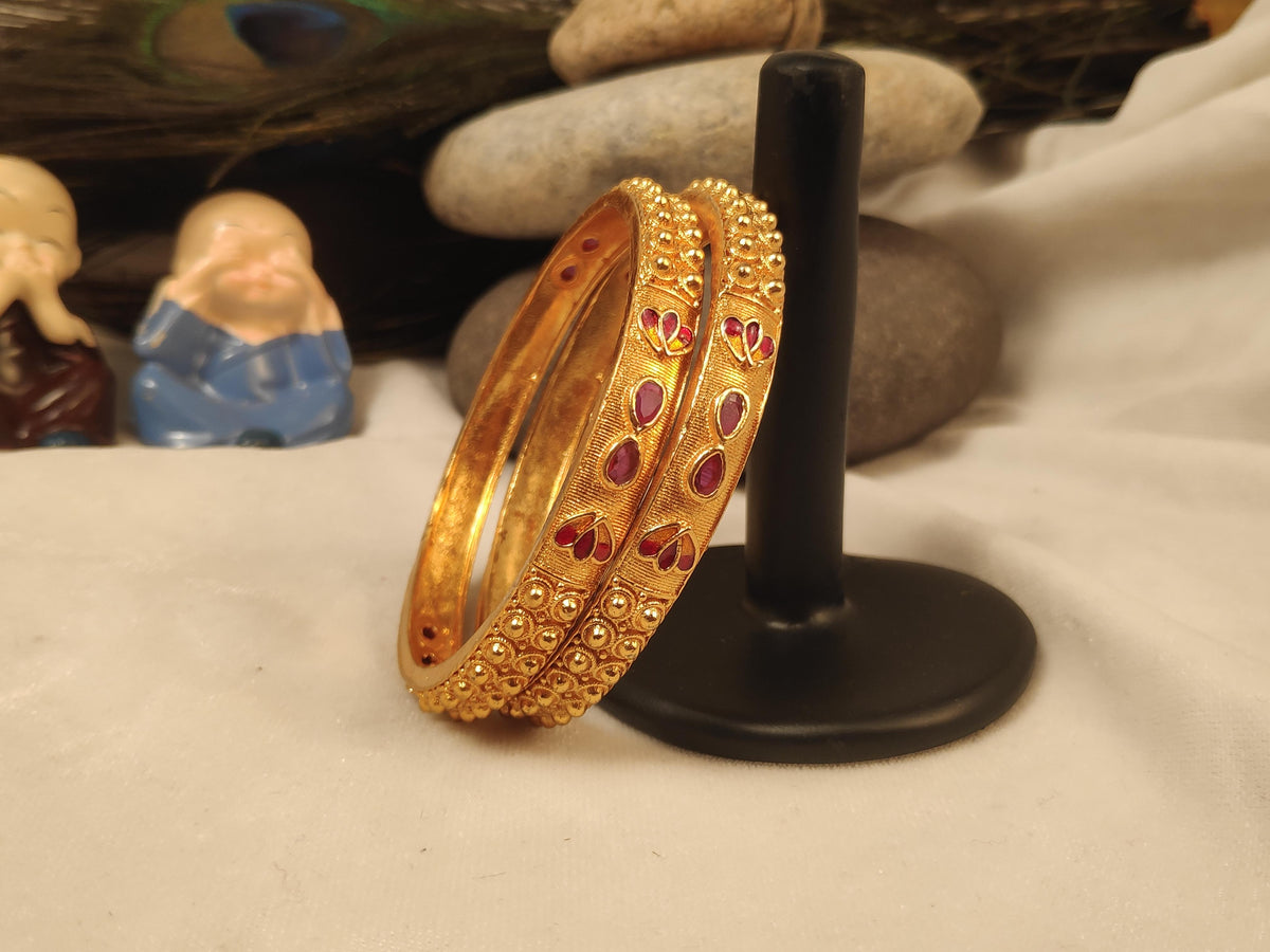 1 Gram Gold Plated Traditional Bangles for Women