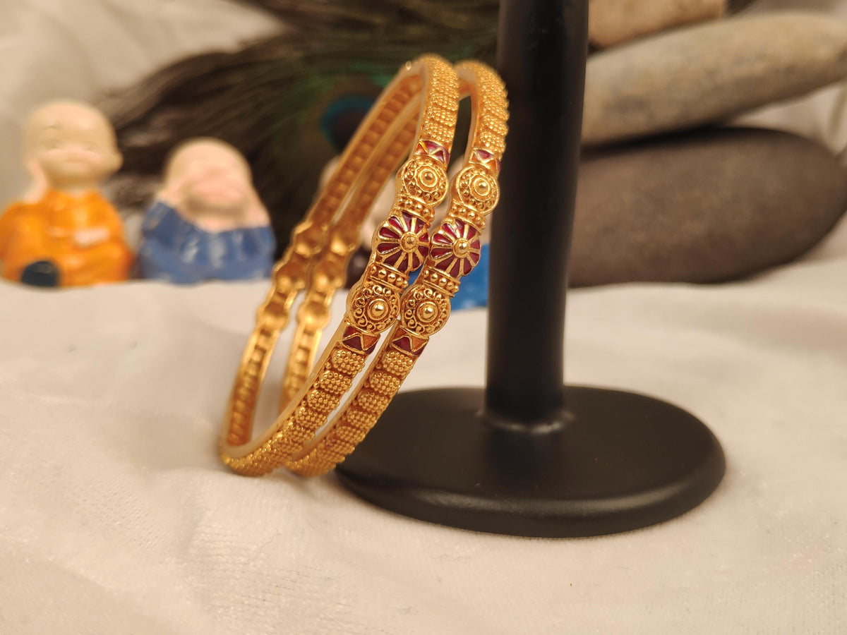 1 Gram Gold Plated Traditional Bangles for Women