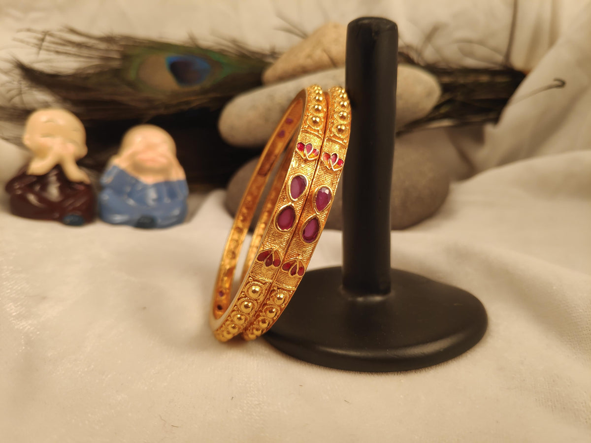 1 Gram Gold Plated Traditional Bangles for Women