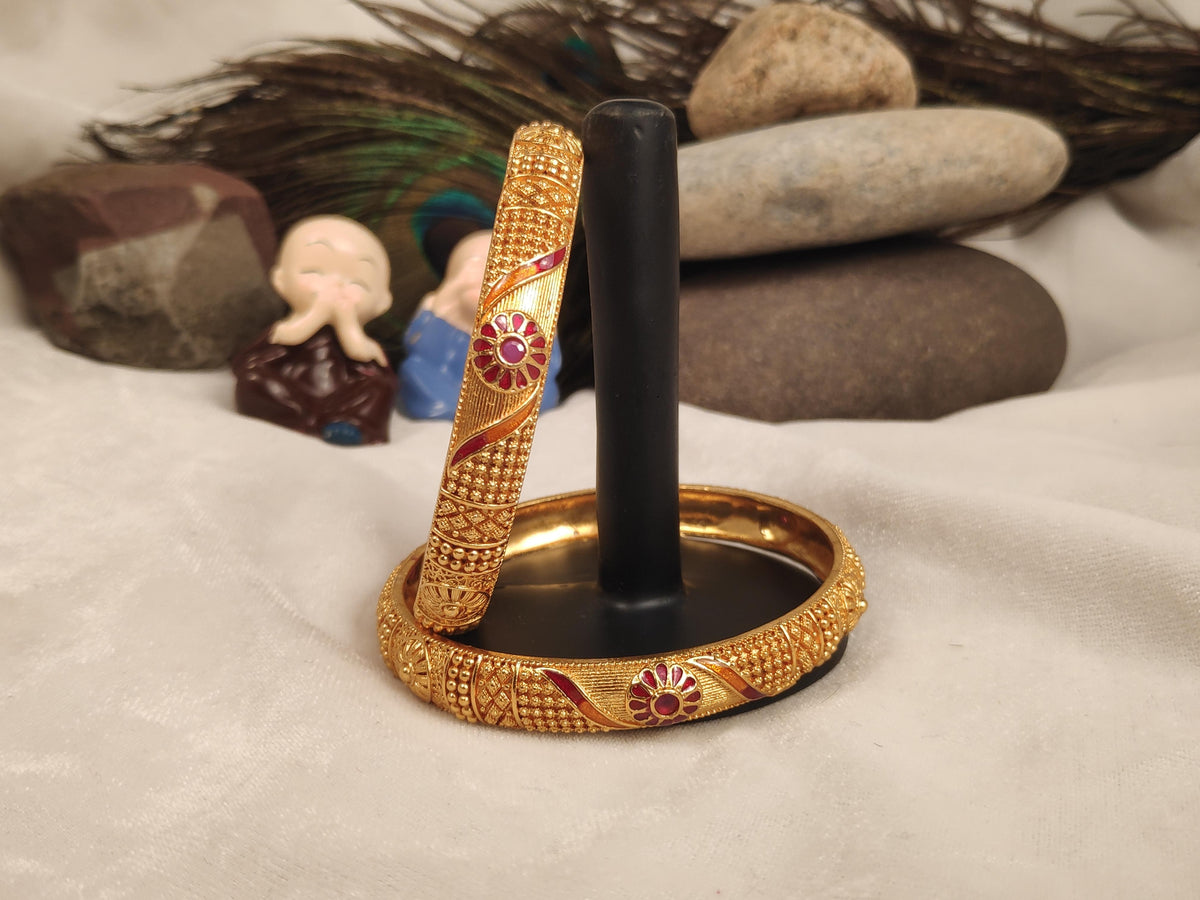 1 Gram Gold Plated Traditional Bangles for Women
